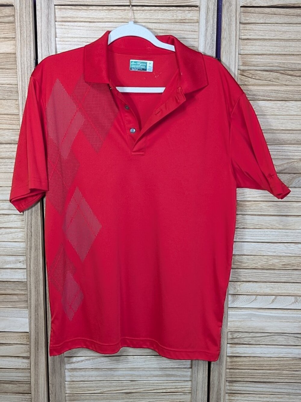Hogan Red Polo Shirt with Subtle Diamond Graphic Size Medium